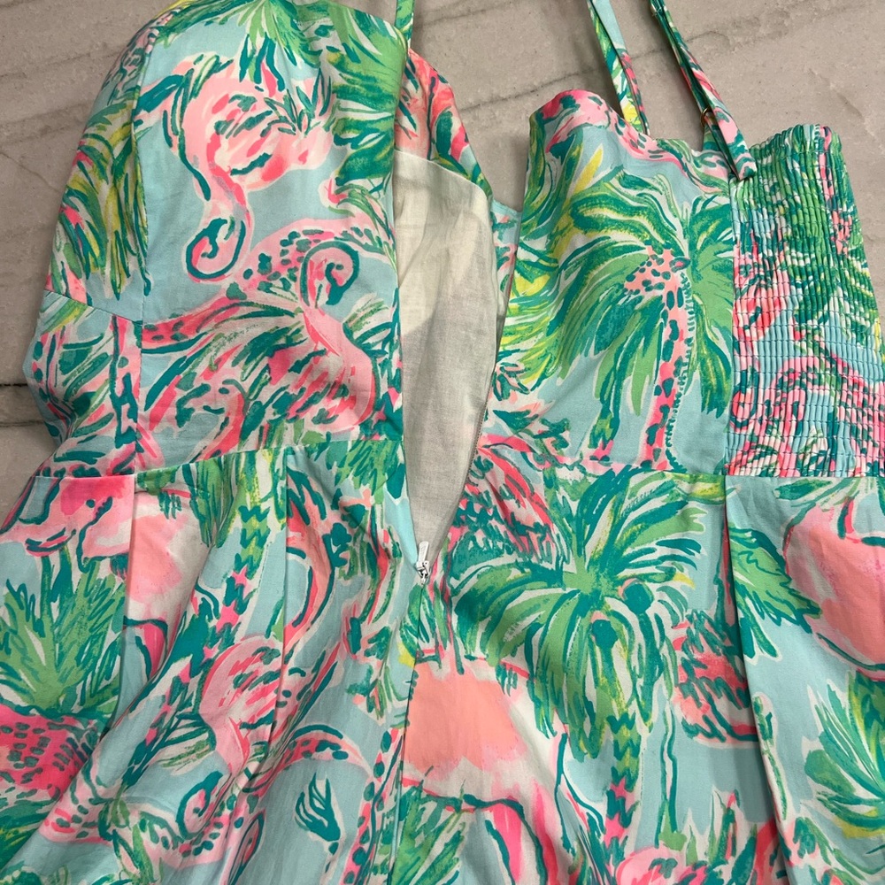 Lily Pulitzer Pink and Green Tropical Dress-size 2 - Picture 9 of 9